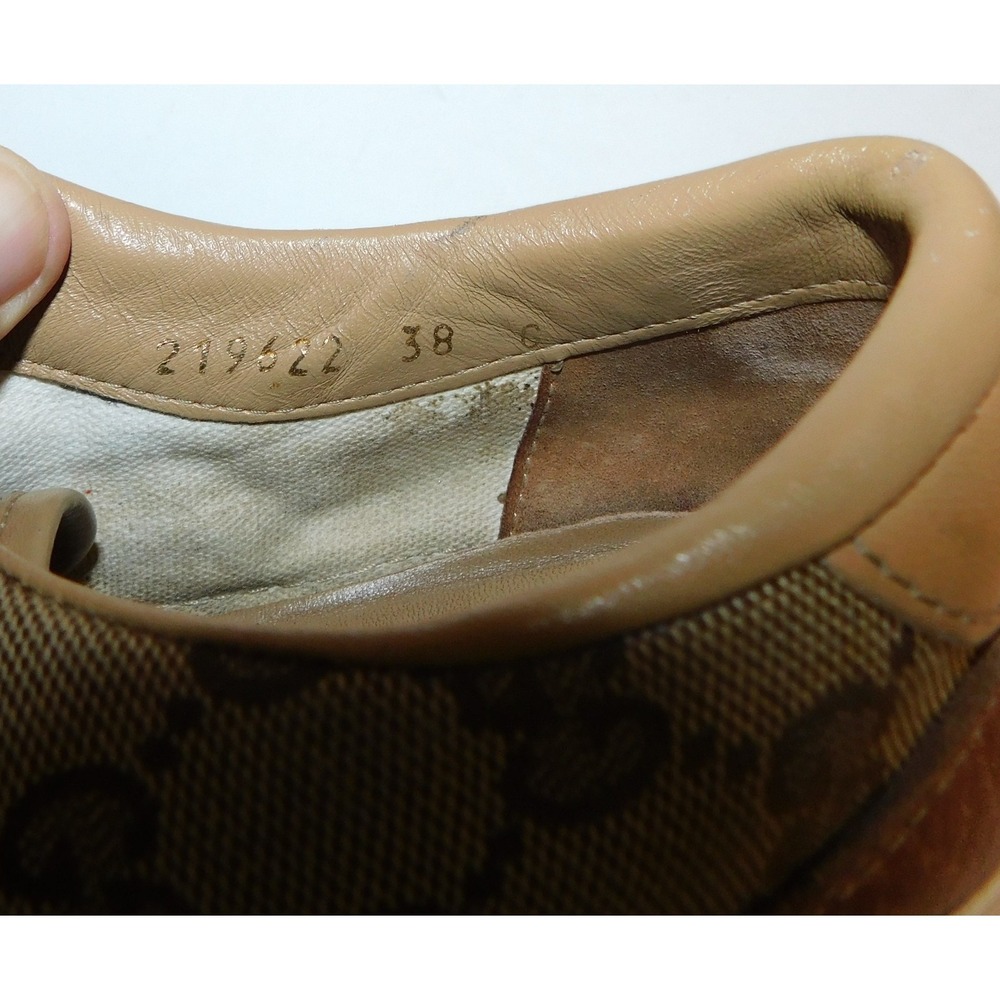 Gucci Ace Red Green Stripe GG Brown Canvas Leather Low-Top Sneakers 38 G - Picture 7 of 7